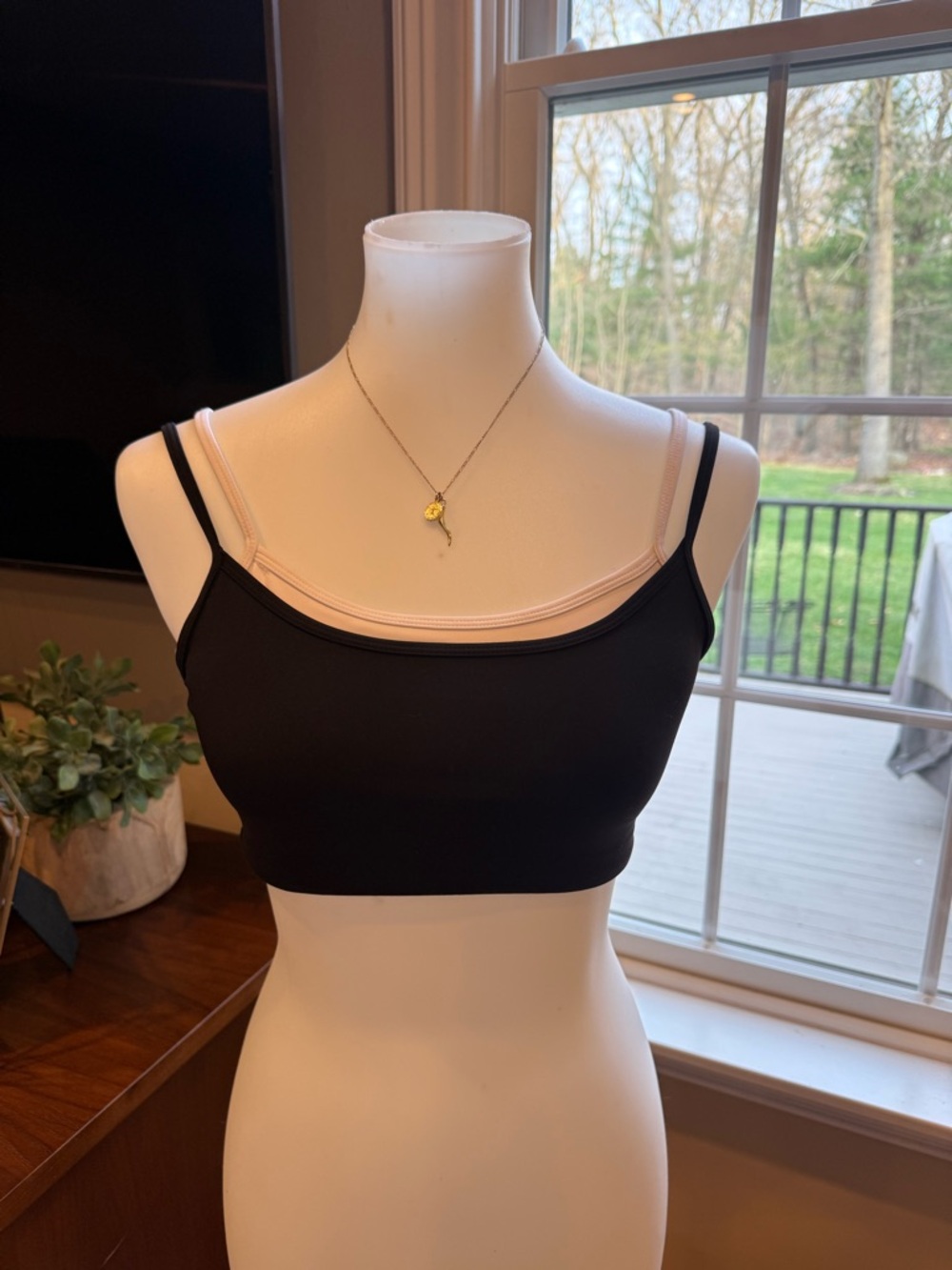 Black Double-Strap Sports Bra with White Inner Sports Bra